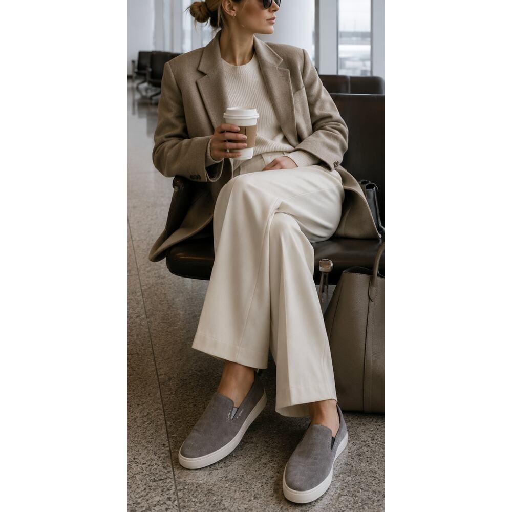 Prada Gray Suede Slip On Sneakers Womens 7 Leather Lined - Picture 1 of 15